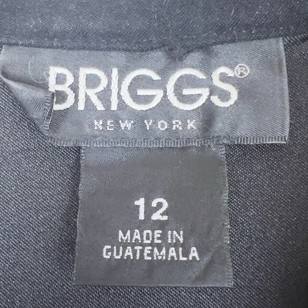 Briggs New York Women's Zip Up Jacket Shirt Blazer Sz 12 Black Faux Suede